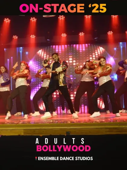 Another powerful moment from our adults' Bollywood act. We welcome dancers of all levels, from absolute beginners to those with prior experience.