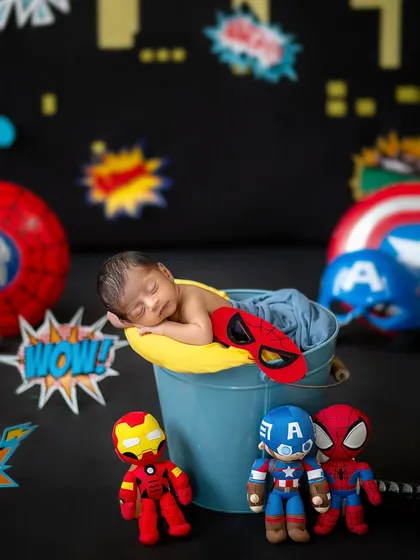 Another view of the superhero scene, showing Captain America's shield and other iconic elements that complete this powerful and playful theme.