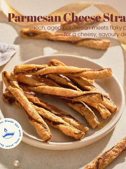 For those who prefer savory over sweet, my Parmesan Cheese Straws are a perfect festive snack. Made with rich, aged parmesan and flaky pastry, they are a sophisticated addition to any Diwali hamper.