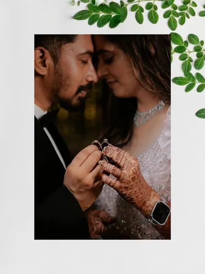 A close-up shot of the ring exchange. This intimate photo focuses on the couple's hands and the symbol of their commitment, creating a powerful and emotional image.