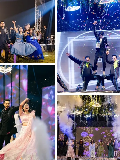 More moments from a grand Sangeet, showcasing group performances, couple dances, and the pure, unadulterated fun of the celebration.