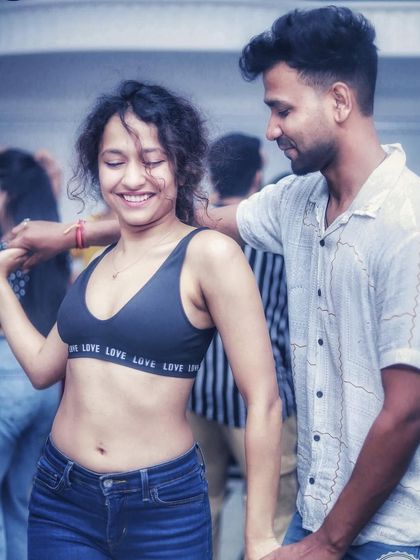 A photo capturing a happy moment during a Bachata social dance in Delhi.