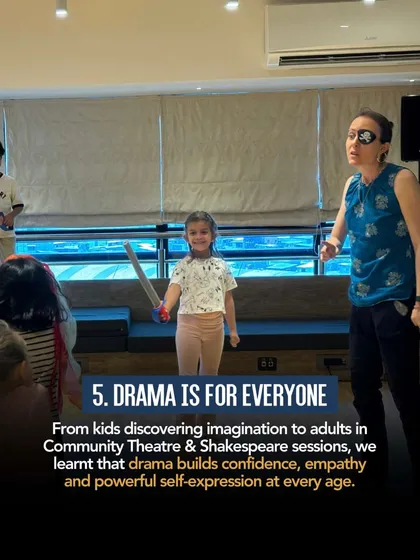 Drama is for everyone, and this picture says it all. Here, you see the pure joy of discovery in one of our community theatre sessions, where different generations connect through play, empathy, and powerful self-expression.