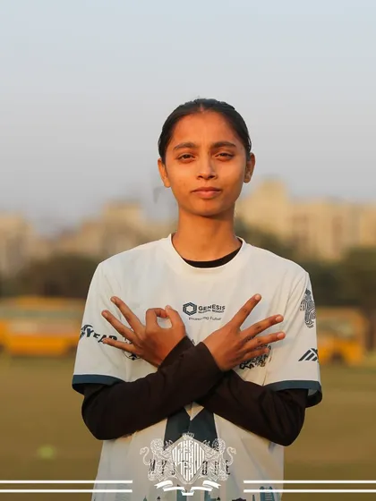 A unique celebration. This player's pose shows the personality and creativity within our team.