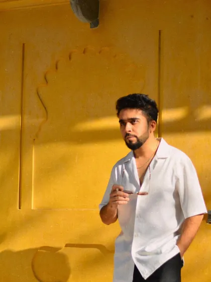A candid shot from a gig at a beautiful resort in Jawai, Rajasthan. The yellow walls provided a stunning, vibrant backdrop.
