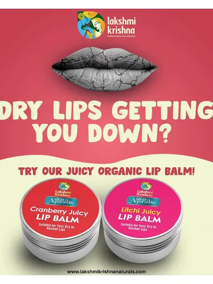 Dry lips getting you down? Our juicy organic lip balms in Cranberry and Litchi flavors are here to rescue you. They provide deep hydration to transform dry, chapped lips into soft, nourished ones.