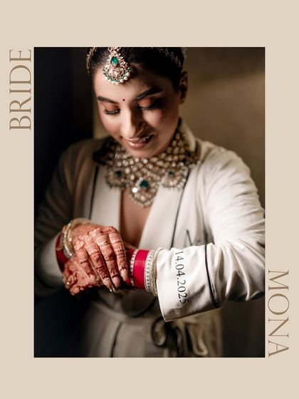 A unique and personal detail shot of the bride's getting-ready robe, with her wedding date embroidered on the cuff. It's these small details that make a wedding story special.