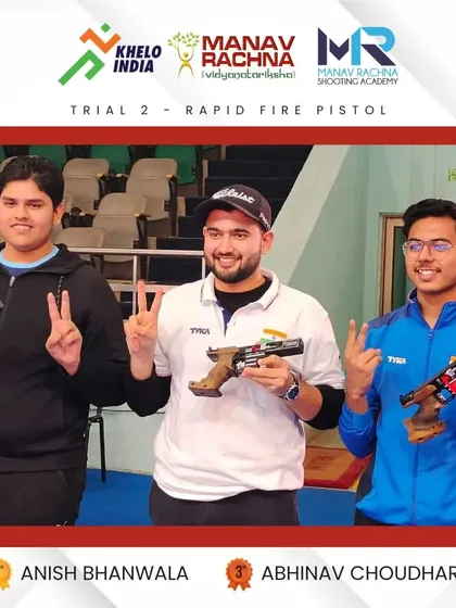 A moment of triumph for our shooters at the National Selection trials. Anish Bhanwala and Abhinav Choudhary celebrate their victories, securing 1st and 3rd place respectively, and solidifying their top national rankings.