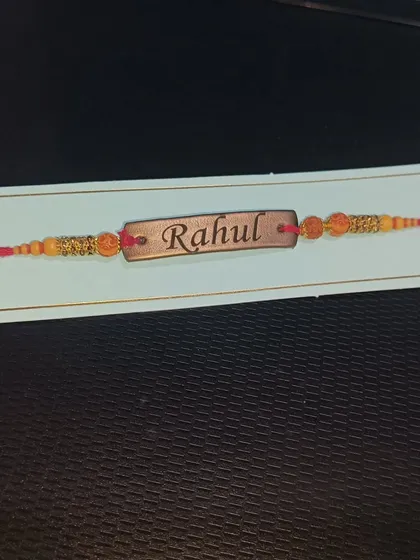 The vegan leather name Rakhi, a modern and personal twist on a traditional symbol of love.