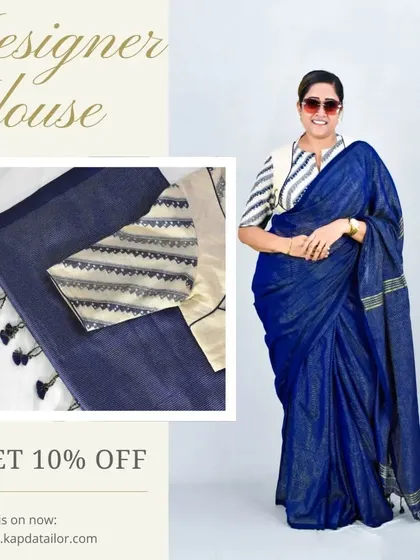 Adorned in style. This designer blouse features a unique pattern that adds a touch of modern fusion to a traditional saree, creating a true style statement.