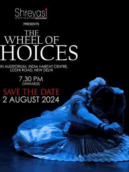 The official "Save the Date" poster for "The Wheel of Choices." The dramatic blue-lit photo and clean typography create a professional and enticing announcement for the event.
