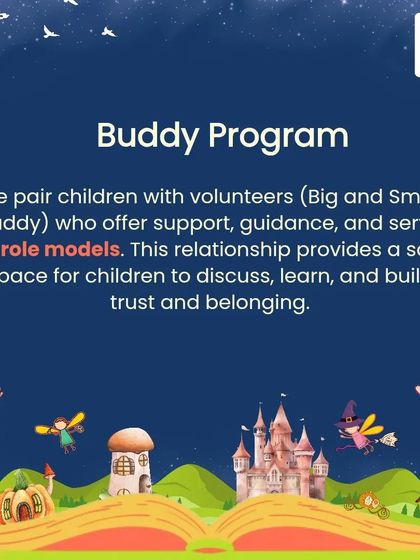Information on our Buddy Program, where we pair children with volunteers who serve as role models and mentors.