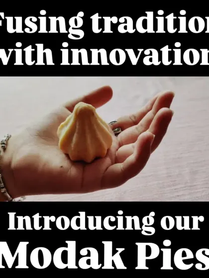 For Ganeshotsav, I wanted to create something new while honouring tradition. This is my Modak Pie, which has a baked, pie-crust shell holding the classic coconut and jaggery filling. It’s my way of fusing innovation with the flavours we all love.