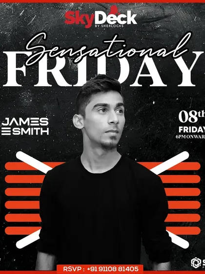 Flyer for "Sensational Friday" at Skydeck by Sherlock's, an iconic cocktail bar where I spun Hip-Hop & Commercial hits.