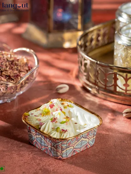 A fusion of flavors you never knew you needed. Our Pistachio Rasmalai Tres Leches Pastry soaks a delicate sponge in three kinds of milk and tops it with pistachio-rasmalai cream.