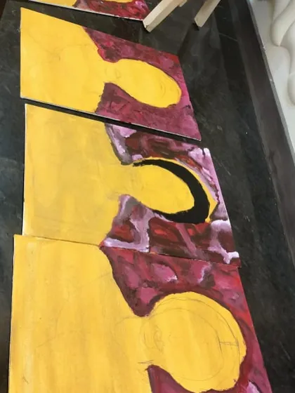 Here are several portraits in progress. You can see how each student is interpreting the style in their own unique way, which is something I always encourage.