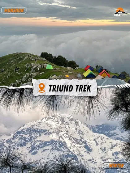 Triund Trek: The familiar green ridge of Triund in monsoon versus a completely snow-covered landscape in winter.