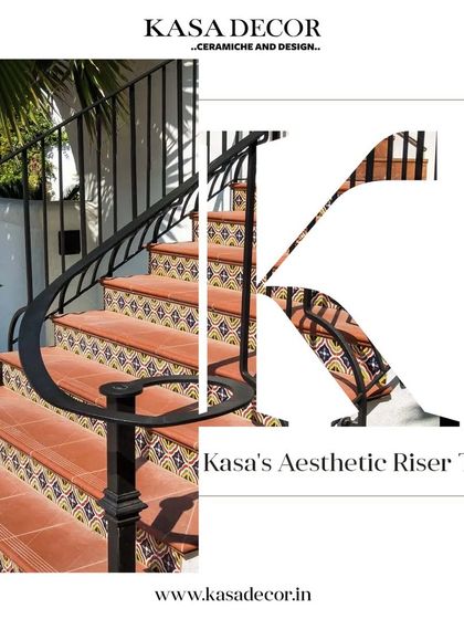 Our aesthetic riser tiles used on an outdoor staircase. The intricate patterns add a decorative flair, transforming a functional element into a beautiful design feature.