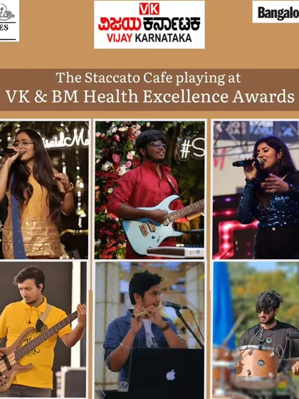 We were so honored to perform at the Vijay Karnataka and The Times Group Health Excellence Awards. This collage shows our full band setup, perfect for corporate events and award ceremonies where you need professional and engaging entertainment.
