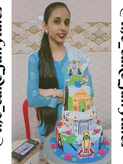 Standing with my creation at the Hunarmand 2 baking competition. This three-tiered fondant cake was a challenge, but so rewarding, and I want to share that feeling of accomplishment with my students.