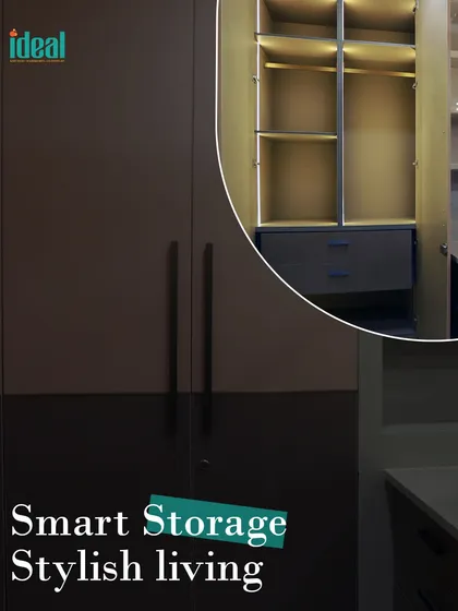This image highlights the smart storage inside the kid's wardrobe, with integrated lighting and deep drawers. It proves that stylish living can be achieved at any age.