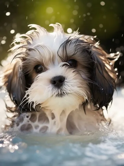 Those puppy eyes get me every time. This is a quiet moment during a gentle bath for a sweet Shih Tzu, making sure they are clean and comfortable.