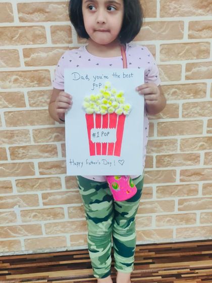 "Dad, you're the best pop." This clever and cute popcorn-themed card was made during our Father's Day craft session. I love seeing their creative ideas.
