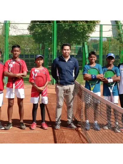 The Indian contingent at the ITF Asia 12 & Under Team Competition Finals. Our players learn to compete not just as individuals, but as a team, representing their country with pride and determination.