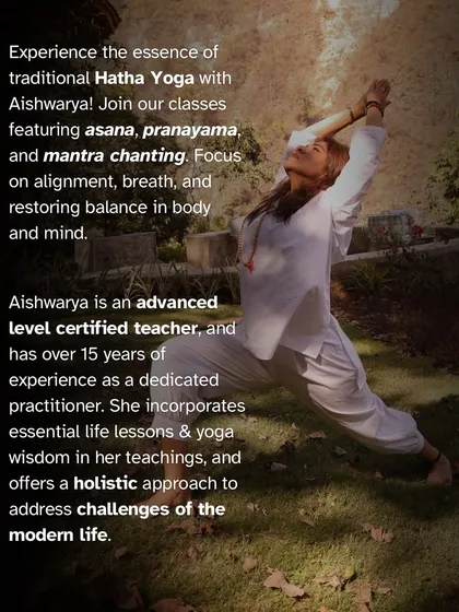 Experience the essence of traditional Hatha Yoga in my classes. I focus on alignment, breath, and mantra chanting, offering a holistic approach to address the challenges of modern life.