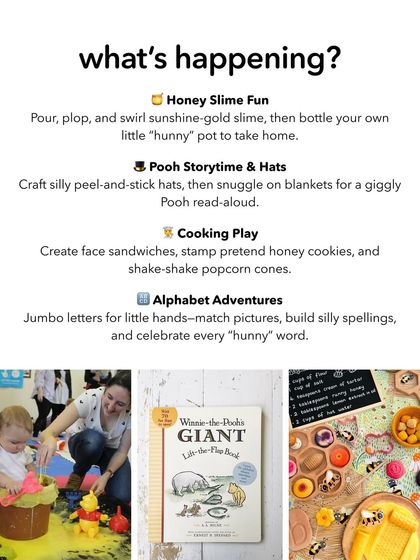 Stay updated with our upcoming events. These posters give you a peek into the exciting, themed playdates we have planned, from Peter Rabbit's Garden Party to a Brik Oven Pizza Making day.