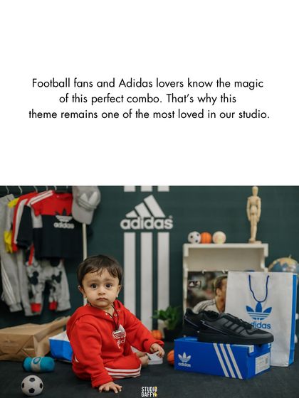 This combo of football and Adidas is a favorite in our studio, perfect for little fans.