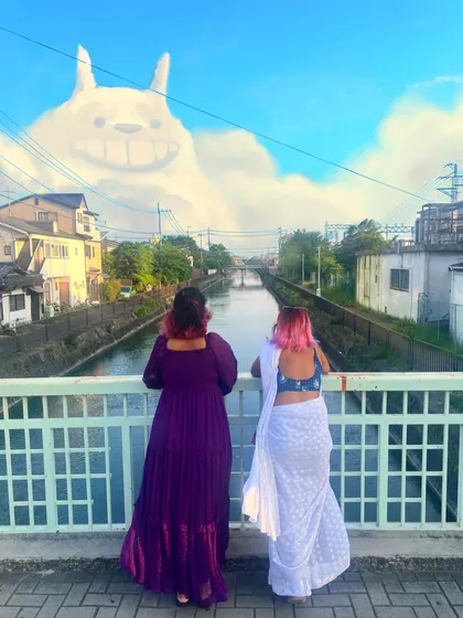 I love blending reality with a bit of magic. Here, I've added a friendly Totoro into the clouds over a canal in Japan, turning a travel memory into a piece of whimsical photo illustration.