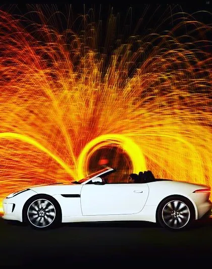 This is what happens when you mix high-octane performance with world-class engineering. I created this explosive light painting and pyrotechnic backdrop for a Jaguar F-Type photoshoot with Top Gear Magazine, capturing the car's raw power and speed.