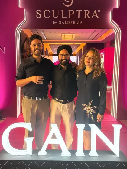 A photo of my team at the Galderma event, focused on the science of collagen biostimulation. Great skin is built over time with consistent, science-backed care.