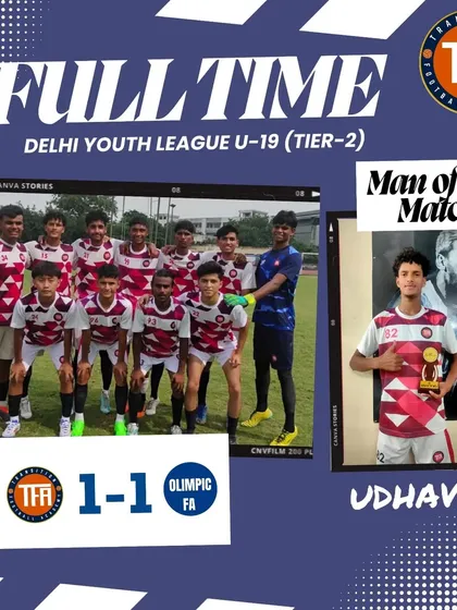 A hard-earned 1-1 draw for my U-19 team, with Udhav being named Man of the Match for his crucial goal.