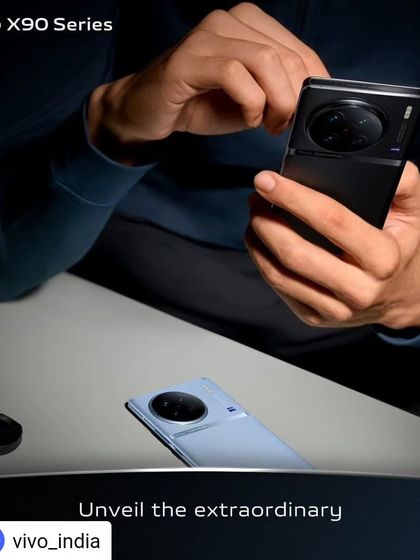 Styling for the launch of the Vivo X90 Series mobile phone. We chose a sleek, dark blue sweatshirt for the model to create a sophisticated and modern aesthetic that matches the high-tech product.