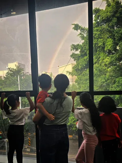 Sometimes the most beautiful moments happen between dance routines. Here are some of our youngest students taking a little break to watch a rainbow from the studio window. We believe in creating a space that feels safe, nurturing, and full of wonder for our little ones.