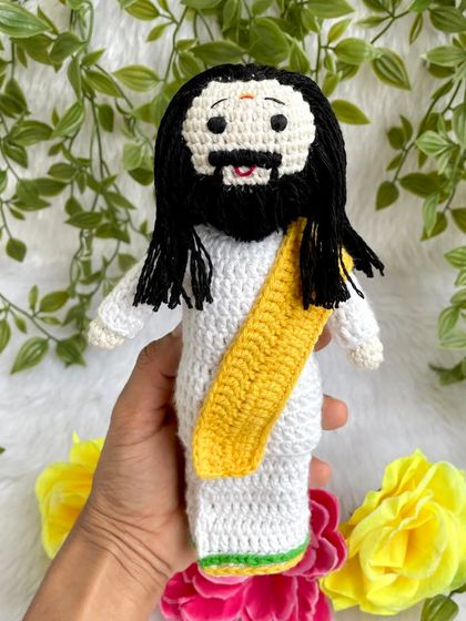 A replica doll of the spiritual leader Sri Sri Ravishankar Guruji. It was an honor to create this doll, and I was so happy to hear it was shown to Guruji himself.