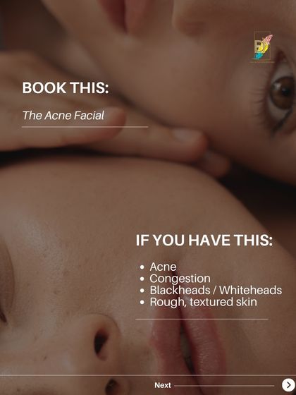 If you are dealing with active acne, congestion, blackheads, whiteheads, and rough skin, The Acne Facial is the right choice. This is a medical-grade facial designed to deeply cleanse pores, reduce bacteria, and calm inflammation without causing further irritation.