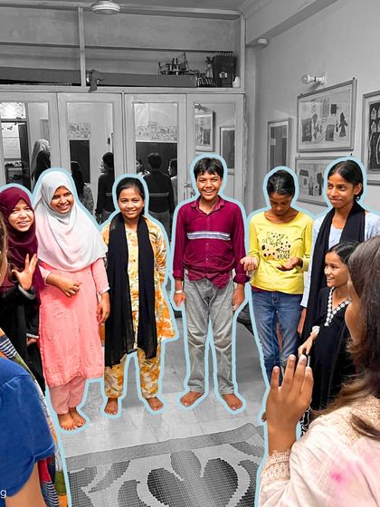 From quiet observers to confident voices. Students at the Yellow Streets Academy in Okhla Vihar stand in a circle, participating in a vocal game that brings out their smiles and energy.