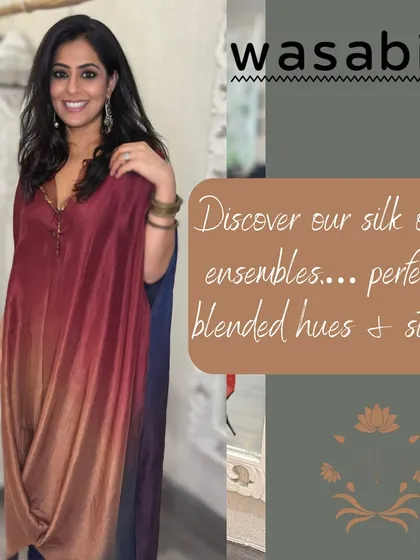 Our silk ombré ensembles are easy to wear and made with the finest silk. This piece showcases the beautifully blended hues that make each outfit unique.