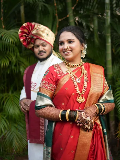 A lovely couple portrait with the groom in his traditional attire.