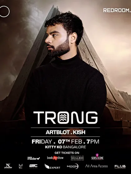 The flyer for a Redroom Friday featuring Trong at Kitty Ko. These nights are known for their cutting-edge electronic music and incredible crowds.