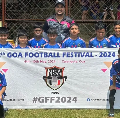 Our Under-12 team at the 12th Goa Football Festival 2024. Participating in out-of-town tournaments provides invaluable experience and exposure for our players.