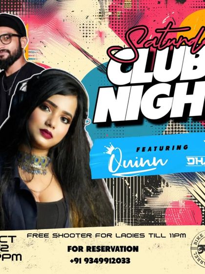 A poster for a Saturday Club Night in Chennai, showing that I travel across the country for my performances.