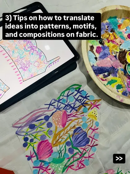 A look at the design process for fabric painting, from digital sketch to painted sample. I teach how to translate ideas into patterns.