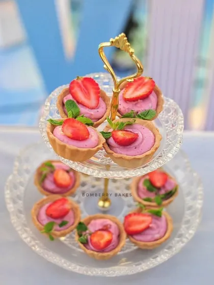 Fresh strawberry tarts that were part of the "Around the World" dessert table.