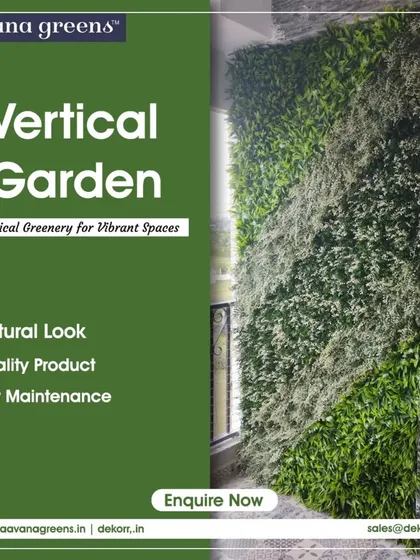 This vertical greenery adds vibrancy to a balcony wall. The two-tone design creates a subtle pattern, showing that even simple designs can have a big impact.
