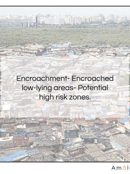 Encroachment on low-lying areas and natural drainage channels is a major contributor to urban flooding. This image highlights these high-risk zones, emphasizing the need for responsible urban planning and the restoration of natural water pathways.