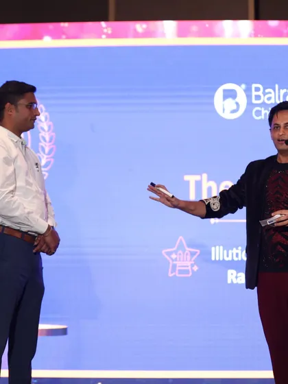 On stage with a volunteer during the Balrampur Chini Mills awards. I make sure my interactions are always respectful, fun, and make the volunteer feel like the star of the moment.